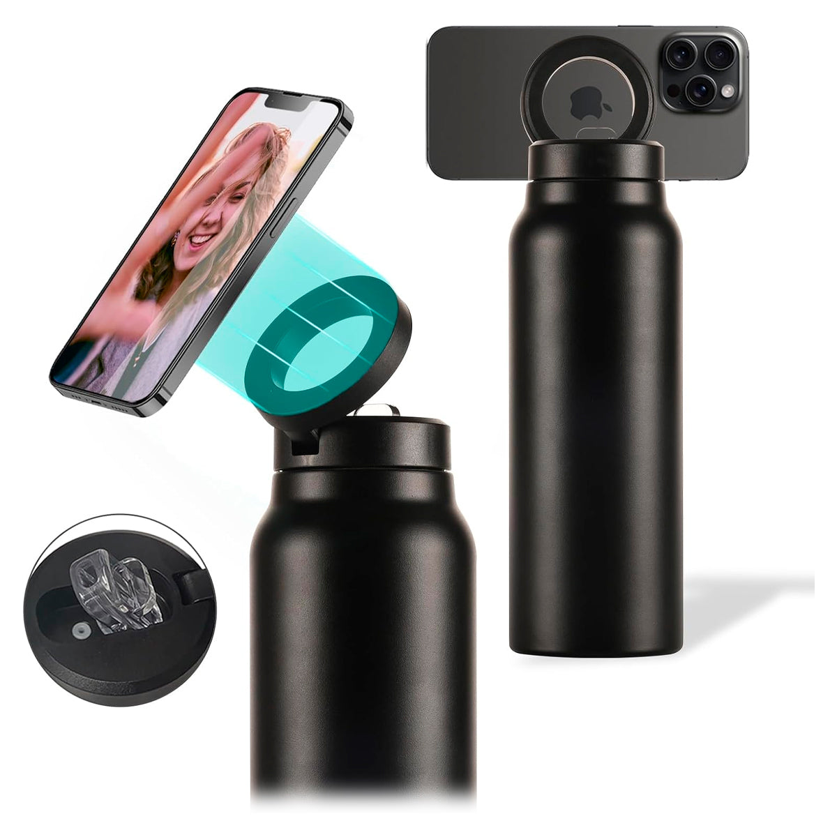 Termo Botella Acero + Soporte Celular