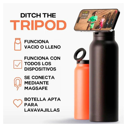 Termo Botella Acero + Soporte Celular