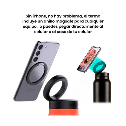 Termo Botella Acero + Soporte Celular